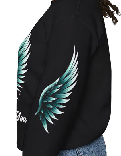 Angel Wing with Wings on the Sleeves Memorial Crewneck Sweatshirt