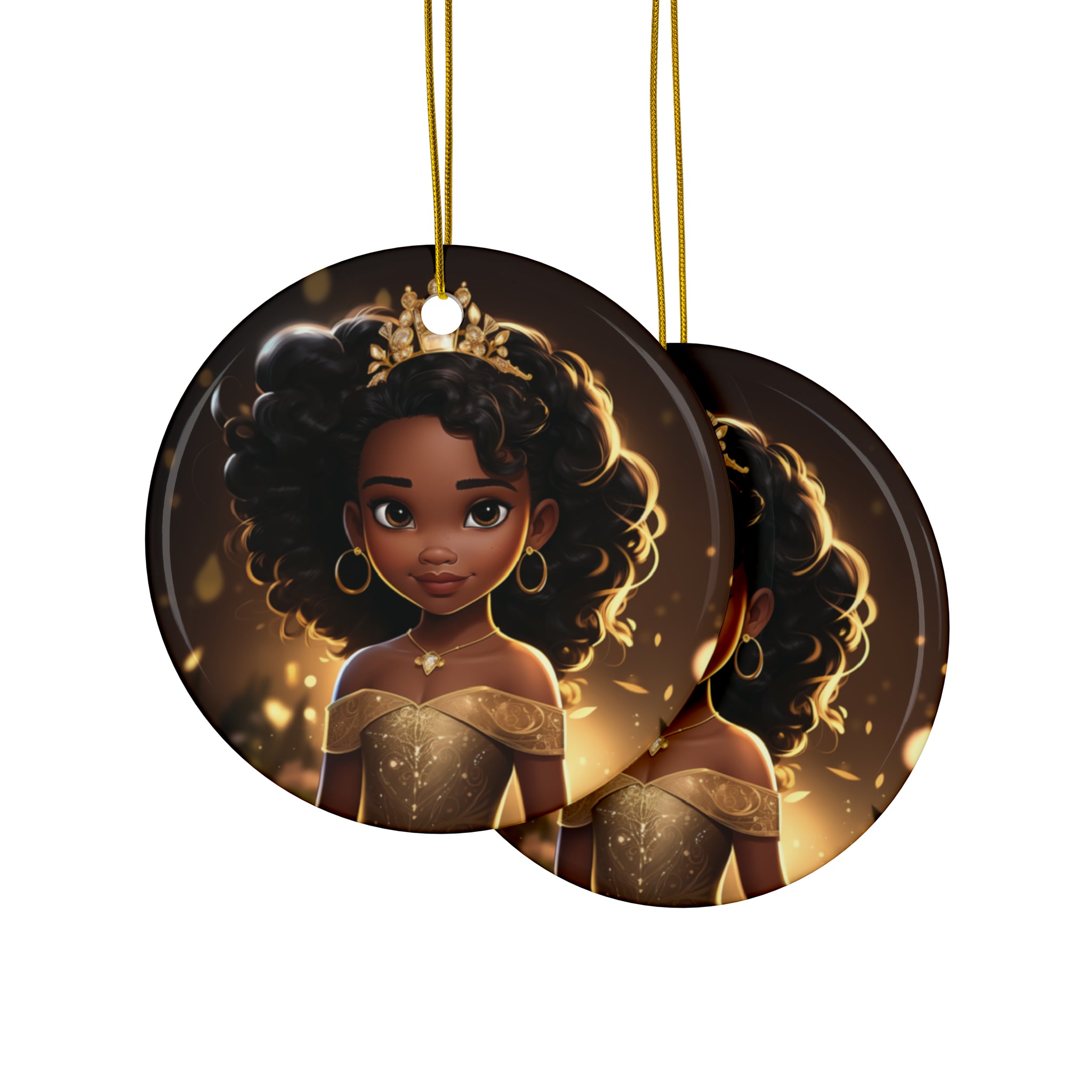 Black Princess Gold Sparkles Ceramic Ornaments (1pc, 3pcs, 5pcs, 10pcs)