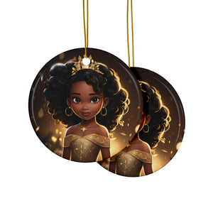 Black Princess Gold Sparkles Ceramic Ornaments (1pc, 3pcs, 5pcs, 10pcs)