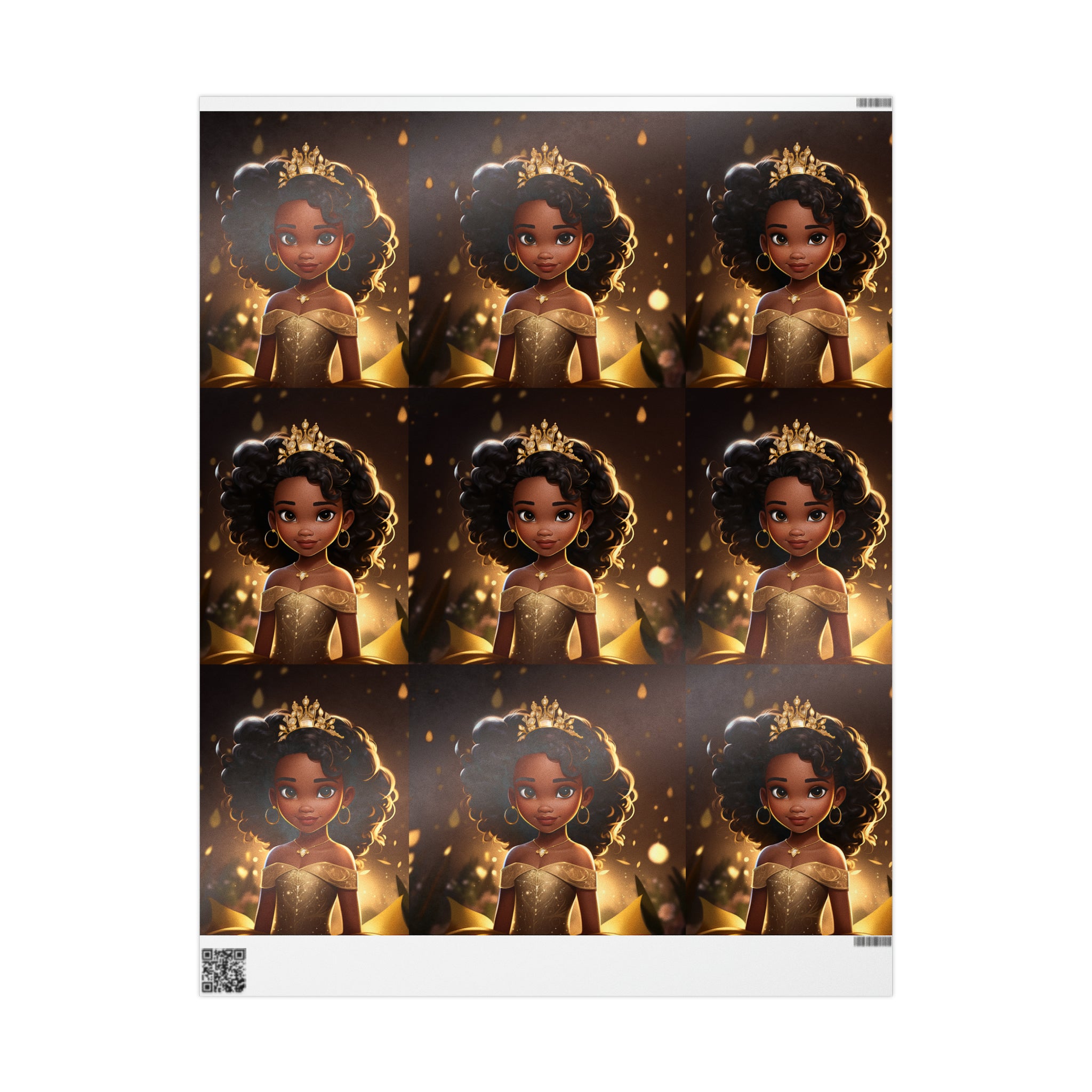 Black Princess with Gold Sparkles Wrapping Papers
