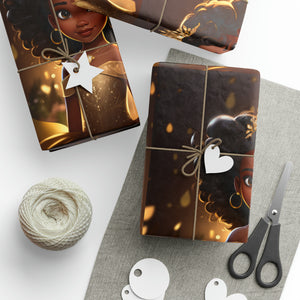 Black Princess with Gold Sparkles Wrapping Papers