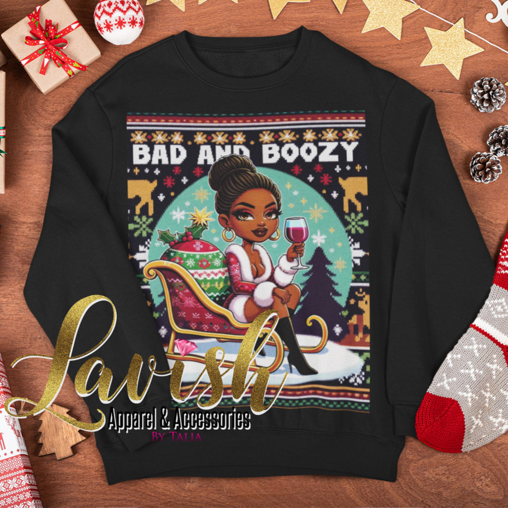 Bad and Boozy Ugly Christmas Sweater Sweatshirt