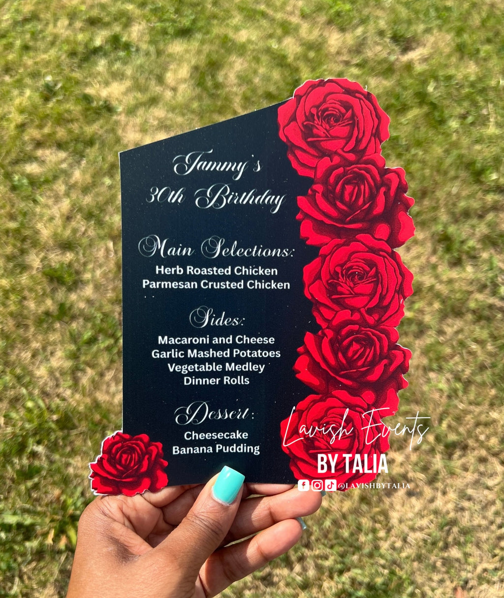 Rose Die Cut Deluxe Menus