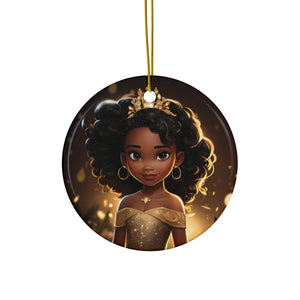 Black Princess Gold Sparkles Ceramic Ornaments (1pc, 3pcs, 5pcs, 10pcs)