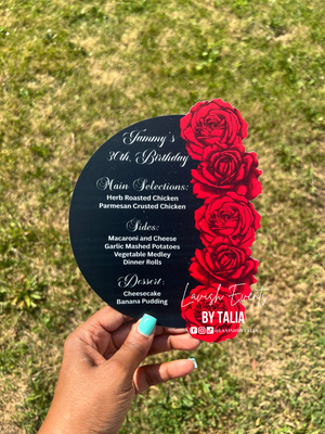 Rose Die Cut Deluxe Menus