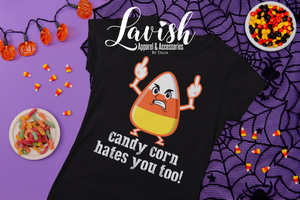 Candy Corn Hates You Too Halloween Short Sleeve Tee