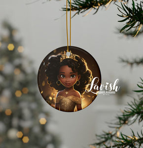 Black Princess Gold Sparkles Ceramic Ornaments (1pc, 3pcs, 5pcs, 10pcs)