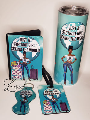 Just a (Insert City) Girl Travel Set | Tumbler /Passport cover | Luggage tag | Keychain