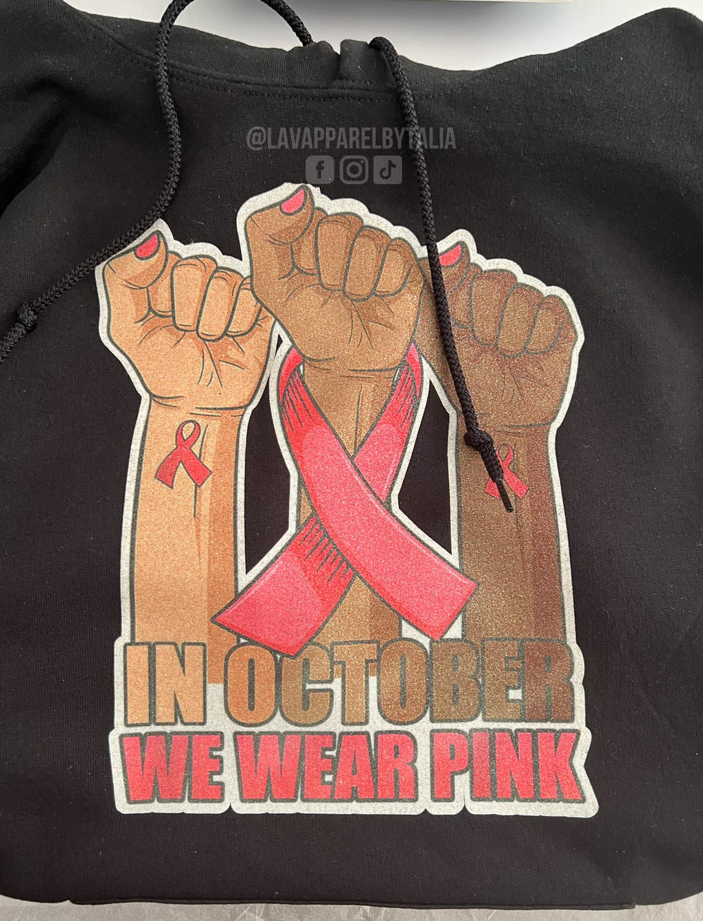 Breast Cancer Awareness Glitter Hoodie