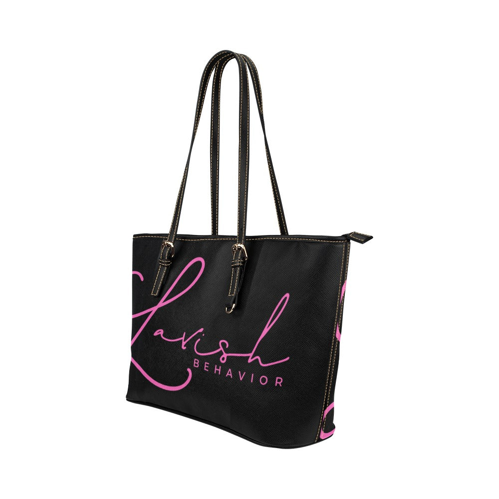 Lavish Behavior Black and Pink Leather Handbag/Tote Bag/ Travel Bag/Large (Model 1651)