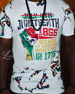 Juneteenth because my ancestors weren't free in 1776 Pattern Print Tshirt