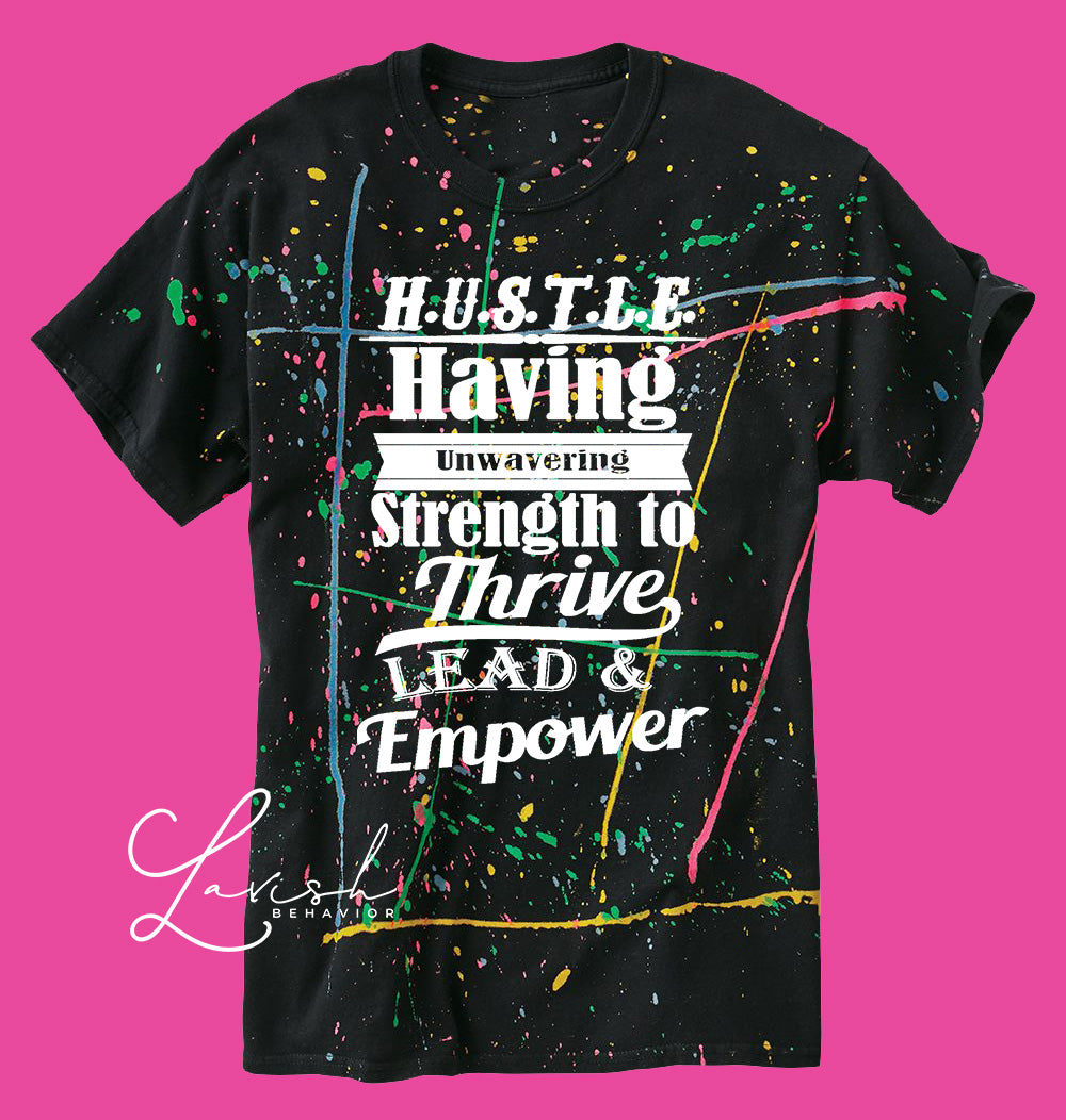 H. U. S T. L E. Paint Splatter Tshirt | HUSTLE Tshirt