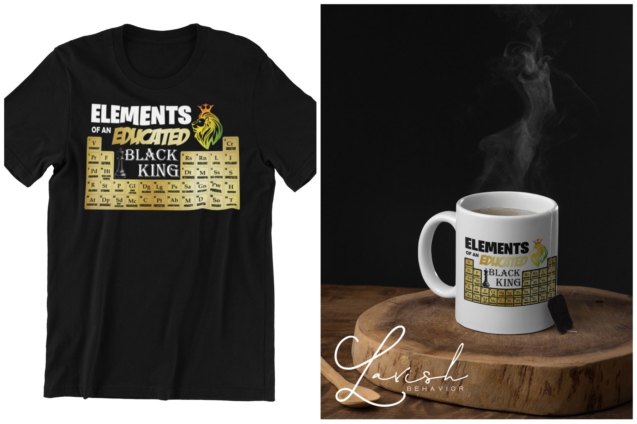 Elements of a Black Educated King Tshirt and Mug