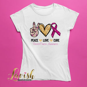 Peace Love Cure Breast Cancer Awareness Tshirt| Breast Cancer Awareness T-shirt