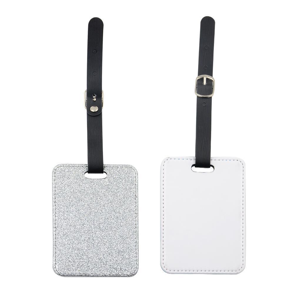 Silver Glitter Luggage Tag Blank